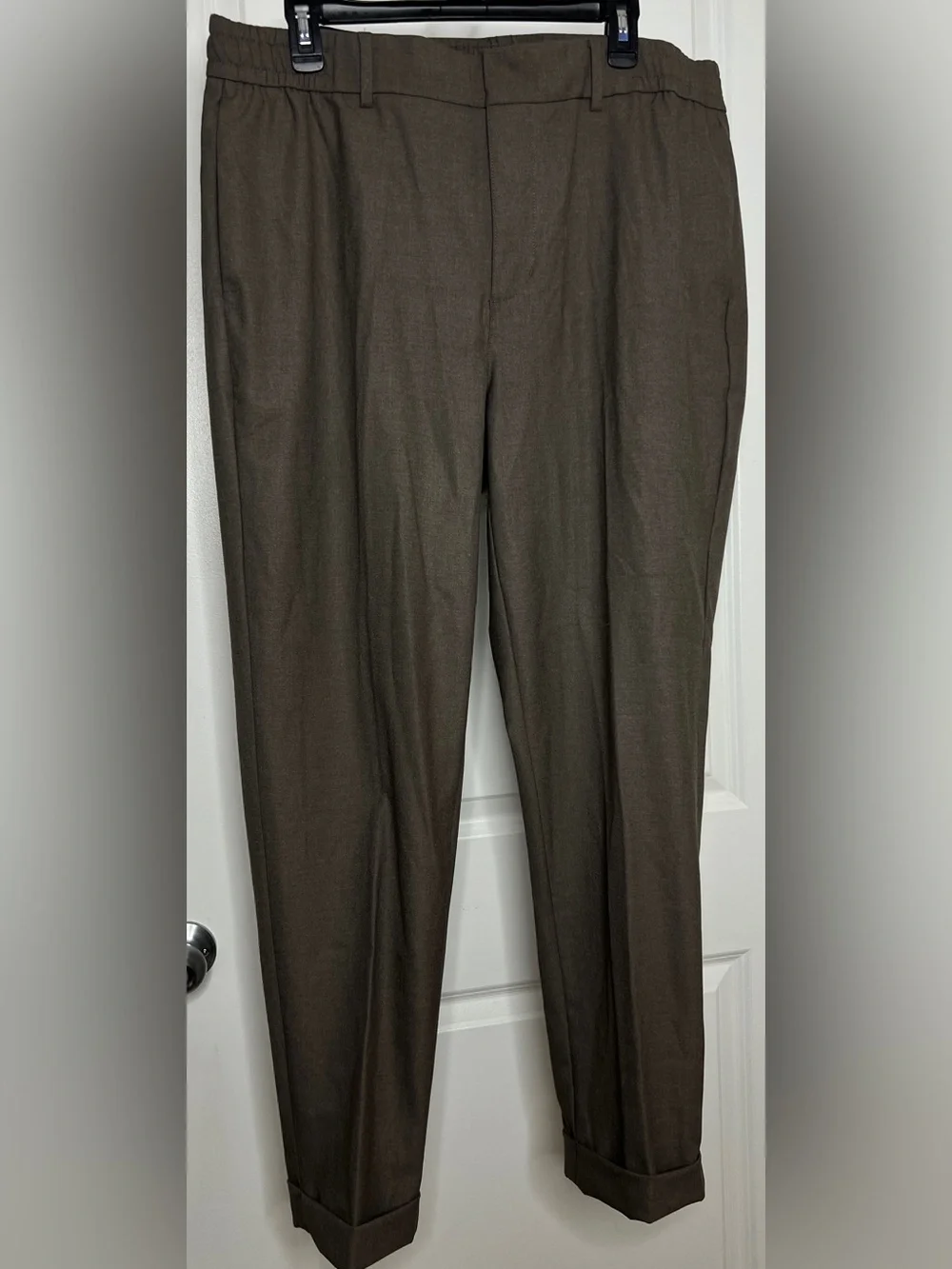 NWT Banana Republic Tailored Trouser E-Waist Tapered Fit Brown 38x34
